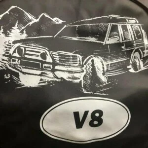 Land Rover V8 Discovery Wheel Cover Black & White