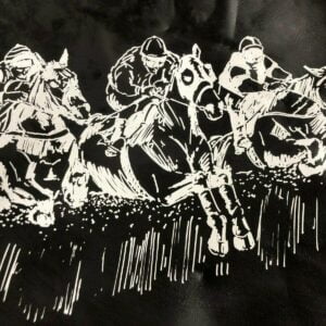 Race Horse Wheel Cover Black & White