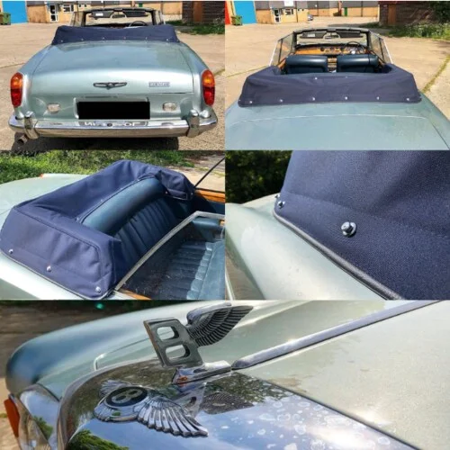 Bentley Mohair Hood Bag – Navy blue mohair with silver studs made from the original pattern